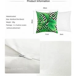 KAEJYIUT Housse De Coussin, Housse De Coussin 45 X 45 Taie D'oreiller Lot De 4 Housses De Coussin Décoratives Florale Vie Marine Motif De Plantes Tropicales Canapé Chaise Salon (feuille Verte - Velours) 7 KAEJYIUT Housse De Coussin, Housse De Coussin 45 X 45 Taie D'oreiller Lot De 4 Housses De Coussin Décoratives Florale Vie Marine Motif De Plantes Tropicales Canapé Chaise Salon (feuille Verte - Velours) -France Coussin et housse de coussin Soldes Boutique 65822912 4