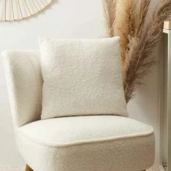 Paris Prix - Coussin Déco "bouclée" 40x40cm Crème -France Coussin et housse de coussin Soldes Boutique 65843286 3