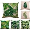 AIDUCHO Housse De Coussin 45 X 45 Cm Fleurs, Oiseaux, Animaux Et Plantes Motif Taie D'oreiller Pour Canapé Maison Salon Chambre Décoration 6 Pièces (Plantes Tropicales 6)