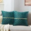 AIDUCHO Housse De Coussin Velours Gris Taie D'oreiller Carré Doré Décoratifs Salon 45x45 Cm Doux Canapé Fermeture éclair Cachée Luxueux Pour Chaise Intérieure Lit Maison Chambre Ensemble De 2- Vert