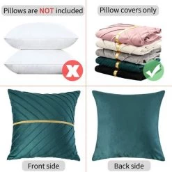 AIDUCHO Housse De Coussin Velours Gris Taie D'oreiller Carré Doré Décoratifs Salon 45x45 Cm Doux Canapé Fermeture éclair Cachée Luxueux Pour Chaise Intérieure Lit Maison Chambre Ensemble De 2- Vert -France Coussin et housse de coussin Soldes Boutique 65884209 2