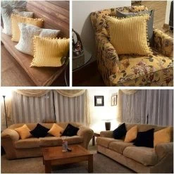 AIDUCHO Lot De 2 Taies D'oreiller Pour Canapé 45 X 45 Cm, élégant Avec Pom Poms, Coussins Décoratifs Pour Lit Double, Rembourrage Non Inclus (45 X 45 Cm, Jaune) -France Coussin et housse de coussin Soldes Boutique 65884224 3