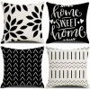 LLOVE Housses De Coussin, Housses De Coussin Décoratives Géométriques Modernes En Coton Et Lin Avec Fermeture éclair Invisible 45 X 45 Cm Housse De Coussin Lot De 4 Pour Salon Chaise Canapé