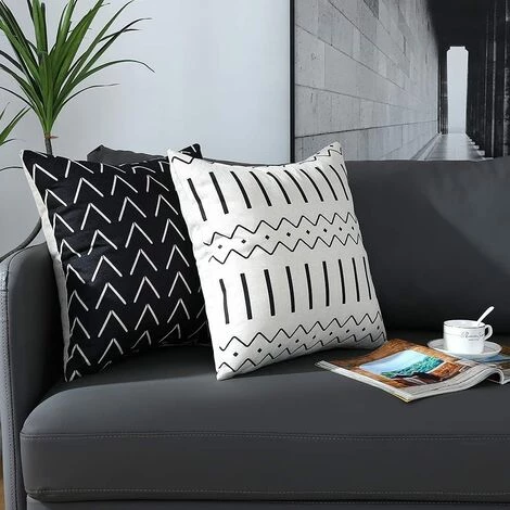 LLOVE Housses De Coussin, Housses De Coussin Décoratives Géométriques Modernes En Coton Et Lin Avec Fermeture éclair Invisible 45 X 45 Cm Housse De Coussin Lot De 4 Pour Salon Chaise Canapé 2 LLOVE Housses De Coussin, Housses De Coussin Décoratives Géométriques Modernes En Coton Et Lin Avec Fermeture éclair Invisible 45 X 45 Cm Housse De Coussin Lot De 4 Pour Salon Chaise Canapé – Image 2