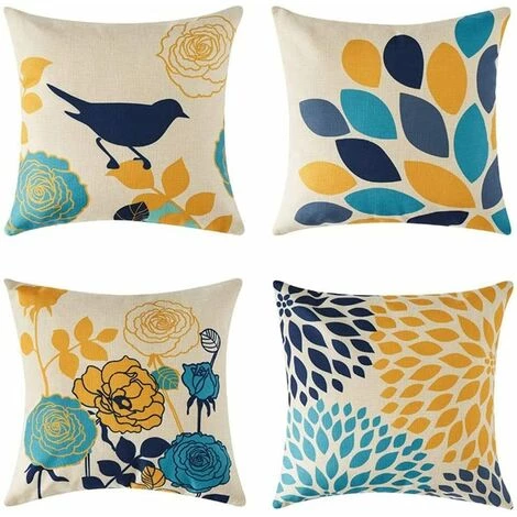 LLOVE Housse De Coussin Décorative 45x45 Lot De 4 Fleurs Colorées Oiseau, Housses De Coussin Lin Pour Salon De Jardin Canapé Coussin Décoratif Salon Chambre, Housse De Coussin Moderne Jardin Extérieur Coussin Canapé Coussin Canapé Coussin 1 LLOVE Housse De Coussin Décorative 45x45 Lot De 4 Fleurs Colorées Oiseau, Housses De Coussin Lin Pour Salon De Jardin Canapé Coussin Décoratif Salon Chambre, Housse De Coussin Moderne Jardin Extérieur Coussin Canapé Coussin Canapé Coussin