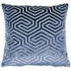 RIDEAUDISCOUNT Housse De Coussin 40 X 40 Cm Déhoussable En Jacquard Et Velours Ras Estampillé Motif Géométrique Bleu - Bleu