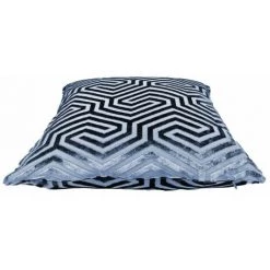 RIDEAUDISCOUNT Housse De Coussin 40 X 40 Cm Déhoussable En Jacquard Et Velours Ras Estampillé Motif Géométrique Bleu - Bleu -France Coussin et housse de coussin Soldes Boutique 65909446 3