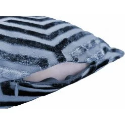 RIDEAUDISCOUNT Housse De Coussin 40 X 40 Cm Déhoussable En Jacquard Et Velours Ras Estampillé Motif Géométrique Bleu - Bleu -France Coussin et housse de coussin Soldes Boutique 65909446 4