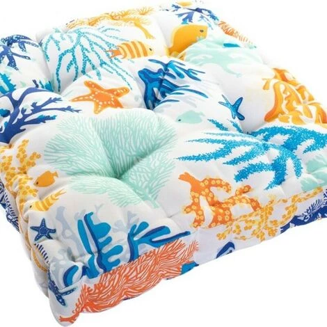 BRICOMARTEAU Coussin DKD Home Decor 8424001666454 Océan Bleu Polyester Corail Aluminium (43 X 43 X 7 Cm) 2 BRICOMARTEAU Coussin DKD Home Decor 8424001666454 Océan Bleu Polyester Corail Aluminium (43 X 43 X 7 Cm) – Image 2