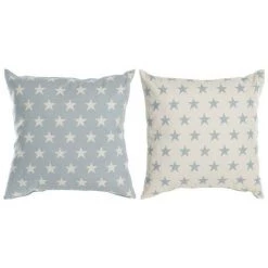 BRICOMARTEAU Coussin DKD Home Decor S3013347 Bleu Polyester Coton Aluminium Blanc (60 X 10 X 60 Cm) (2 Unités)