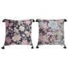 BRICOMARTEAU Coussin DKD Home Decor 8424001818440 Floral Noir Polyester Aluminium Multicouleur Frange Shabby Chic (45 X 10 X 45 Cm) (2 Unités