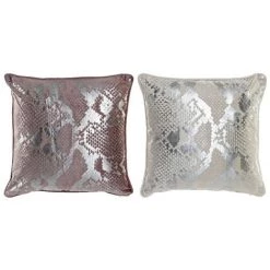 BRICOMARTEAU Coussin DKD Home Decor Beige Lila Polyester Aluminium Moderne (2 Unités)