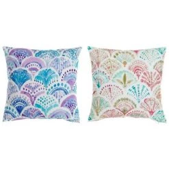 BRICOMARTEAU Coussin DKD Home Decor 8424001819072 Méditerranéen Ondes Polyester Aluminium Multicouleur (45 X 10 X 45 Cm) (2 Unités)