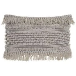 BRICOMARTEAU Coussin DKD Home Decor Polyester Coton Aluminium Crème Frange (60 X 10 X 40 Cm)