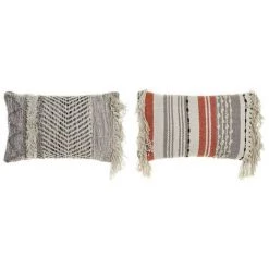 BRICOMARTEAU Coussin DKD Home Decor Gris Beige Coton (50 X 10 X 30 Cm) (2 Pcs)