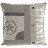 BRICOMARTEAU Coussin DKD Home Decor Gris Polyester Cuir Étoile Aluminium Blanc Vintage (45 X 15 X 45 Cm)