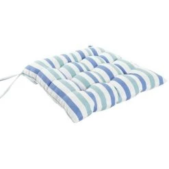 BRICOMARTEAU Coussin De Chaise DKD Home Decor Rayures Blanc Bleu Ciel (40 X 40 X 7 Cm)