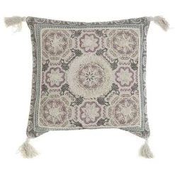 BRICOMARTEAU Coussin DKD Home Decor Beige Polyester Coton Aluminium Bordeaux (45 X 5 X 45 Cm)