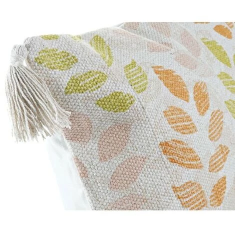 BRICOMARTEAU Coussin DKD Home Decor Beige Polyester Coton Aluminium Multicouleur Feuille D'une Plante (45 X 10 X 45 Cm) 2 BRICOMARTEAU Coussin DKD Home Decor Beige Polyester Coton Aluminium Multicouleur Feuille D'une Plante (45 X 10 X 45 Cm) – Image 2