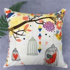 ECHOO Lot De 4 Coussins De Canapé En Forme D'arbre De Cage à Oiseaux En Forme De Hibou Décoratifs En Coton Et En Lin 45 X 45 Cm -France Coussin et housse de coussin Soldes Boutique 65957432 5
