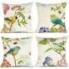 ECHOO Housses De Coussin Décoratives 45,7 X 45,7 Cm Housses De Coussin à Fleurs 45 Cm X 45 Cm Lot De 4 Taies D'oreiller Oiseaux Bleus Jaunes En Polyester Doux Carré Canapé Lit Taies D'oreiller