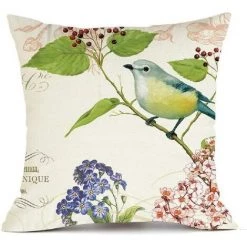 ECHOO Housses De Coussin Décoratives 45,7 X 45,7 Cm Housses De Coussin à Fleurs 45 Cm X 45 Cm Lot De 4 Taies D'oreiller Oiseaux Bleus Jaunes En Polyester Doux Carré Canapé Lit Taies D'oreiller -France Coussin et housse de coussin Soldes Boutique 65957434 3