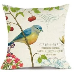 ECHOO Housses De Coussin Décoratives 45,7 X 45,7 Cm Housses De Coussin à Fleurs 45 Cm X 45 Cm Lot De 4 Taies D'oreiller Oiseaux Bleus Jaunes En Polyester Doux Carré Canapé Lit Taies D'oreiller -France Coussin et housse de coussin Soldes Boutique 65957434 4