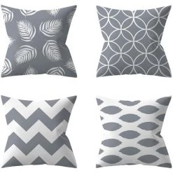 ECHOO Housse De Coussin 45 X 45 Cm Lot De 4 Taies D'oreiller Pour La Maison Coussin De Lecture Mobilier De Jardin Coussin D'extérieur Adapté Pour Banc Canapé Décoration De Salon (gris)