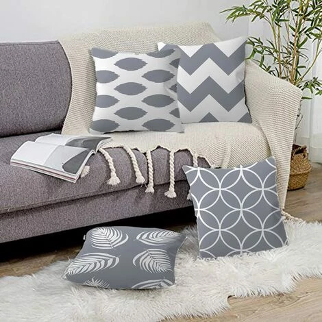 ECHOO Housse De Coussin 45 X 45 Cm Lot De 4 Taies D'oreiller Pour La Maison Coussin De Lecture Mobilier De Jardin Coussin D'extérieur Adapté Pour Banc Canapé Décoration De Salon (gris) 3 ECHOO Housse De Coussin 45 X 45 Cm Lot De 4 Taies D'oreiller Pour La Maison Coussin De Lecture Mobilier De Jardin Coussin D'extérieur Adapté Pour Banc Canapé Décoration De Salon (gris) – Image 3