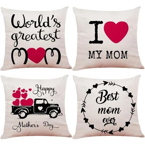 ECHOO Housses De Coussin Pour La Fête Des Mères Lot De 4 Housses De Coussin Noir Rouge Rose 45,7 X 45,7 Cm Worlds Greatest Mum, Best Mum Ever, Love Mum Taie D'oreiller 45 Cm X 45 Cm Pour Coussins En Lin Mum Mummy 1 ECHOO Housses De Coussin Pour La Fête Des Mères Lot De 4 Housses De Coussin Noir Rouge Rose 45,7 X 45,7 Cm Worlds Greatest Mum, Best Mum Ever, Love Mum Taie D'oreiller 45 Cm X 45 Cm Pour Coussins En Lin Mum Mummy