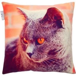 Housse De Coussin 40x40 Cm MADURA - Gris Et Orange - BARNIE 3 - Gris Et Orange