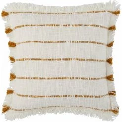 Housse De Coussin 40x40 Cm MADURA - Ivoire Et Ocre - TAHA - Ivoire Et Ocre