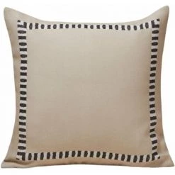 Housse De Coussin 40x40 Cm MADURA - Naturel Et Noir - INDRI - Naturel Et Noir