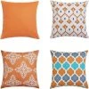 YEURIé Housses De Coussin, Taies Carré D'oreiller Décoratives En Simplicité Moderne Avec Motif Double Face, Lot De 4 Housses De Coussin Pour Canapé Chaise De Salon, 45 X 45 Cm (Orange)
