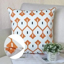 YEURIé Housses De Coussin, Taies Carré D'oreiller Décoratives En Simplicité Moderne Avec Motif Double Face, Lot De 4 Housses De Coussin Pour Canapé Chaise De Salon, 45 X 45 Cm (Orange) -France Coussin et housse de coussin Soldes Boutique 66084628 3