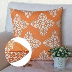 YEURIé Housses De Coussin, Taies Carré D'oreiller Décoratives En Simplicité Moderne Avec Motif Double Face, Lot De 4 Housses De Coussin Pour Canapé Chaise De Salon, 45 X 45 Cm (Orange) -France Coussin et housse de coussin Soldes Boutique 66084628 4