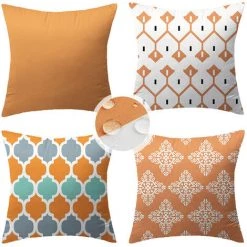 YEURIé Housses De Coussin, Taies Carré D'oreiller Décoratives En Simplicité Moderne Avec Motif Double Face, Lot De 4 Housses De Coussin Pour Canapé Chaise De Salon, 45 X 45 Cm (Orange) -France Coussin et housse de coussin Soldes Boutique 66084628 5