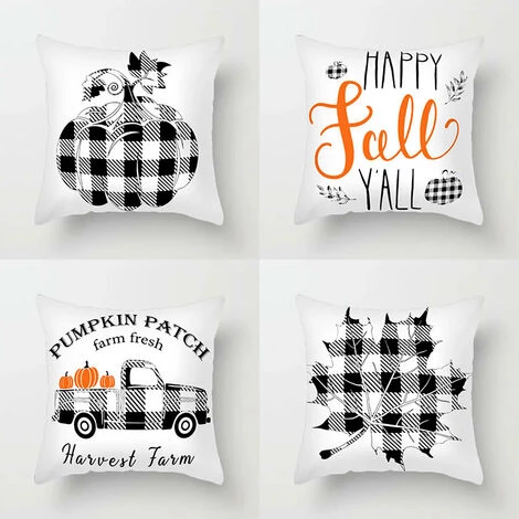 BF Citrouille Jeter Taie D'oreiller Buffalo Plaid Citrouille Taie D'oreiller 18 X 18 Pouces Lin Automne Taie D'oreiller Décorative 4 BF Citrouille Jeter Taie D'oreiller Buffalo Plaid Citrouille Taie D'oreiller 18 X 18 Pouces Lin Automne Taie D'oreiller Décorative – Image 4
