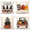 BF Housses De Coussin Décoratives D'Halloween 18 X 18 Ensemble De 4 Décorations De Ferme D'Halloween D'automne Housse De Coussin Extérieure