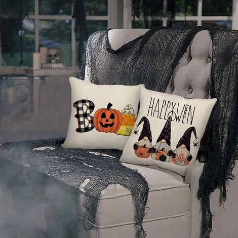 BF Housses De Coussin Décoratives D'Halloween 18 X 18 Ensemble De 4 Décorations De Ferme D'Halloween D'automne Housse De Coussin Extérieure 5 BF Housses De Coussin Décoratives D'Halloween 18 X 18 Ensemble De 4 Décorations De Ferme D'Halloween D'automne Housse De Coussin Extérieure – Image 5