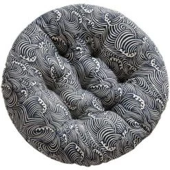 Coussin Galette De Chaise Ronde Siège Tatami Salle À Manger Canapé Dossier Tabouret Sol Épaississement Oreiller Coton Et Lin (Waves) 40*40cm,Adélala