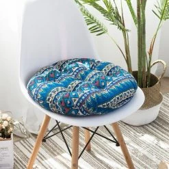 2 Coussins De Siège 45x45cm, Coussins De Chaise Pour Intérieur Et Extérieur - Décoration De Mobilier De Jardin Coussins De Chaise. (Ronde,Bleu) Adélala