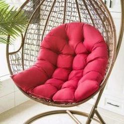PREMIER Balançoire Suspendue Panier Coussin, Hanging Egg Chair Hammock Tapis Chaise Siège Amorti Fauteuil Coussin Déhoussable Pour Patio Jardin, Grand Confort (Burgundy)Il S'agit D'un Tapis De Gondole (n'inclut Pas La Gondole)