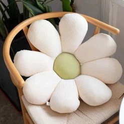 MODOU 60 Cm Fleur Oreiller De Sol Coussin En Forme De Fleur Mignon Coussin Tournesol Coussin De Chaise Coussin Surdimensionné Pour La Décoration Intérieure Enfants Filles Femmes Cadeaux (Marguerites Blanches Et Vertes, 60 X 60 Cm)