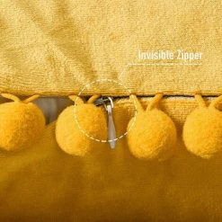 OCXIN Lot De 2 Coussins En Velours à Pompons, Housses De Coussin Unies, Housses De Coussin Déco, Taies D'oreiller, Coussins D'assise, Coussins De Canapé Pour Canapé, Chambre, Bureau, Voiture, 30 X 50 Cm, Jaune -France Coussin et housse de coussin Soldes Boutique 66860016 4