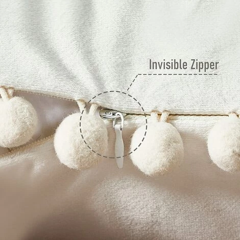 OCXIN Lot De 2 Coussins De Noël En Velours Avec Pompons Housses De Coussin De Couleur Unie Housse De Coussin Décorative Oreiller Coussin De Siège Coussin De Canapé Coussin Pour Canapé Chambre Bureau Voiture 45X45cm Crème 4 OCXIN Lot De 2 Coussins De Noël En Velours Avec Pompons Housses De Coussin De Couleur Unie Housse De Coussin Décorative Oreiller Coussin De Siège Coussin De Canapé Coussin Pour Canapé Chambre Bureau Voiture 45X45cm Crème – Image 4