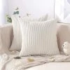 OCXIN Lot De 2 Taies D'oreiller Décoratives 45 X 45 Cm Velours Côtelé Couleur Pure Housse De Coussin Doux En Peluche Housse De Coussin Ensemble Taie D'oreiller Pour Canapé Voiture Chambre Maison Taies D'oreiller Décoratives (Beige 45 X 45 Cm)