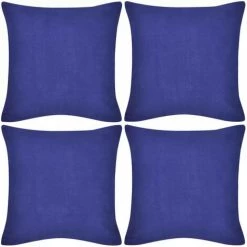 LES TENDANCES Housses De Coussin Coton 4 Pcs Bleu 40x40 Cm