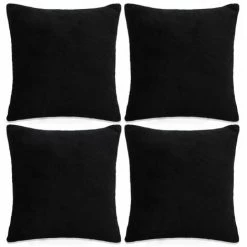 LES TENDANCES Housse De Coussin 4 Pcs Velours 40 X 40 Cm Noir