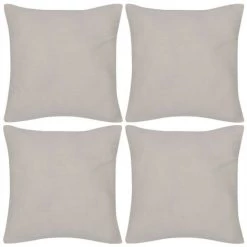 LES TENDANCES Housses De Coussin Coton 4 Pcs Beige 40x40 Cm